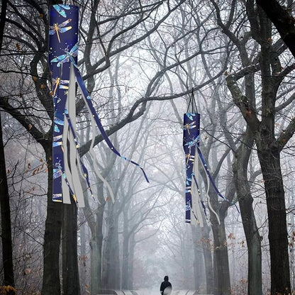 Jeiento Blue Dragonfly Windsock Flag Recycle Wind Socks for Outside,Party Home Farmhouse Yard Wind Sock Outdoor Hanging Decor,2 Piece Set|40-Inch Windsock Flag