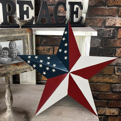 Morning View American Flag Garden Stake Patriotic Decor Metal Star US Flag Yard Sign Bar Star Outdoor Lawn Art Ornament 4th of July Memorial Day Veterans Day Independence Day 16.5 Inches Tall