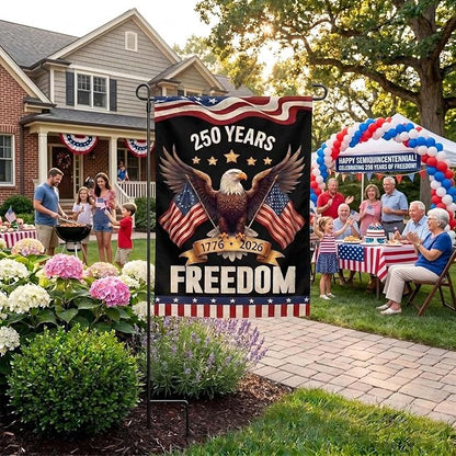 TOPFLAGS 250 Anniversary USA Flag Garden Flags 1776-2026 Double Side 12x18 Inch Eagle for Outside American Patriotic Banner with Freedom