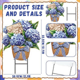 Amyhill Spring Outdoor Decor Hydrangea Metal Garden Stakes 25 Inch Decorative Hydrangea Yard Signs with Stakes Waterproof Floral Lawn Sign Welcome Outdoor Decorations for Patio Porch Lawn Backyard