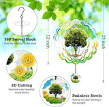 Hanging Decor Outdoor,Outdoor Garden Decor, Wind Spinners Outdoor Colorful Green Tree Hanging Decor,Ornaments Kinetic Yard Art, Valentine Gifts for Women-Big Green Tree Wind Spinners.