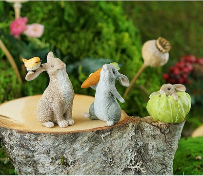 Top Collection Miniature Fairy Garden and Terrarium Rabbit Stuck in Cabbage Statue