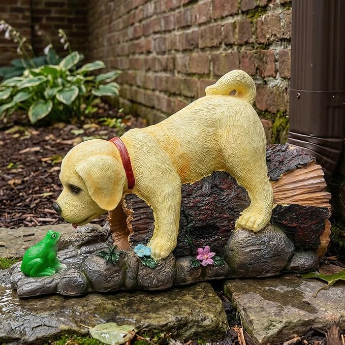 Elenon Dog Decorative Gutter Downspout Extension Statue, Gutter Guardian Rain Downspout Splash Block Outdoor, Garden Rain Downspout Extender for 3" × 4" Downspouts Decor