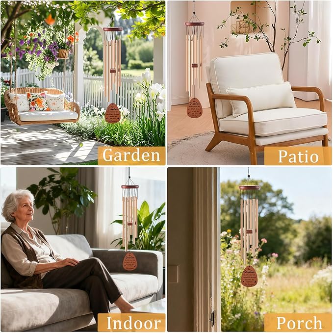 Grandma Gifts Wind Chimes - Grandma Birthday Christmas Mothers Day Retirement Gifts Ideas, Grandmother Wind Chime Presents from Granddaughter Grandson Grandkids