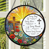 Rngmsi Stained Glass Window Hanging, 7.8″ The Cross and Scripture Sun Catchers Indoor Window Decor, Christ Suncatchers Hanging Ornaments Home Garden Art Easter Gift for Housewarming