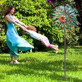 64in Wind Spinners Outdoor, Garden Wind Spinner Windmill with 5 Prong Base Stand, Metal Pinwheels for Yard Lawn Yard Art Outdoor Decor(A-Colorful)