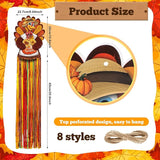DoubleFill 8 Pcs Thanksgiving Turkey Outdoor Hanging Decorations with Tassels Fall Harvest Yard Decoration Windsocks for Outside 3.3ft Signs for Wall Home Lawn Yard Tree Party Supplies Garden Decor