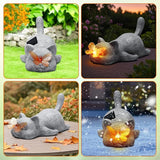 Garden Outdoor Statues Solar Cat Outside Statue Garden Decor for Yard Patio Home Porch Lawn Balcony, Gifts for Mother Grandma Women