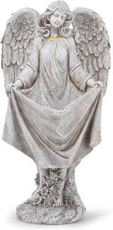basen Angel Garden Statue Outdoor, Memorial Angel Figurine for Grave Yard Lawn, Resin Praying Angel Sculpture for Cemetery Decoration, Sympathy Gift, Spiritual Garden Decor