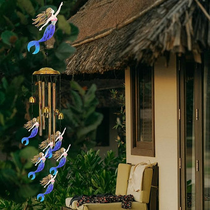 Mermaid Wind Chimes for Outside（Blue） - Wind Chime Gifts, Garden Metal Memorial Windchimes for Mom, Grandma, Yard, Porch, Garden Decor or Birthday Mother's Day Christmas Memorial Gift