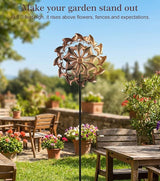 Wind Spinners Outdoor Garden Decor - W13xH63 Copper Metal Yard Art Wind Sculptures & Spinners, Vintage Kinetic Windmill for Yard Patio Lawn Decor, Retro Gardening Gifts for Women