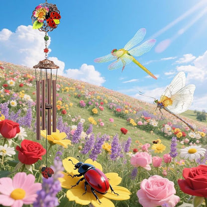 Ladybug Wind Chimes for Outside 32in,Ladybug Gifts for Women, Mom, Grandma, Friends, Sister, Girl, Female,Wife,Coworker Birthday Thanksgiving Christmas Mothers Day