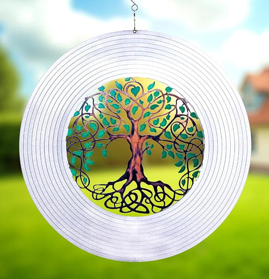 ISEO XL Tree of Life Wind Spinner for Yard and Garden, Hanging Outdoor Decor, Yard Art, Porch and Patio Decorations, Metal Wind Spinners Outdoor, Weather Resistant, 15”