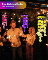 Toodour Solar Wind Chimes for Outside, Shells Light Gifts for Mom Grandma Women Wife Girls, Waterproof Solar Outdoor Decorative Mobile Light for Holiday Garden Porch Yard Outdoor Decor (Warm White)