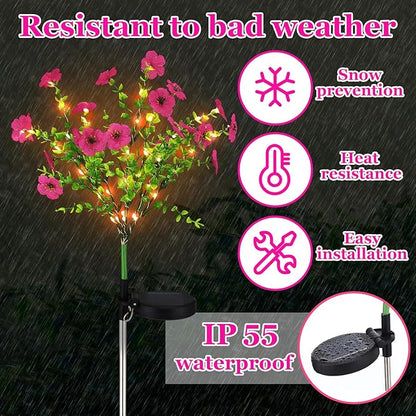 Glooglitter 2 Pack Solar Stake Lights Outdoor Decor Waterproof Mums Artificial Flowers Solar Lights for Outdoor Garden Yard Pathway Decor (Rose Red,Violet)