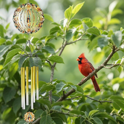 Wind Chimes with Virgin Mary Wind Spinner, Religious Decor Gift, Hanging Metal Wind Catcher with 2" Guadalupe Center Pendant, 6" 3D Stainless Steel Kinetic Art for Garden Yard