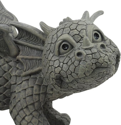 Ebros Gift Whimsical Dog Style Peeing Garden Dragon Statue 12" Long Cute Naughty Baby Dragon Cocking Leg Faux Stone Resin Finish Figurine