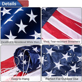 4th of July Decorations Outdoor - 2 Pack Embroidered Wind Socks for Outside Heavy Duty American Flag Windsock, for Memorial Day Independence Day & All Patriotic Events Outdoor Yard Garden Decor