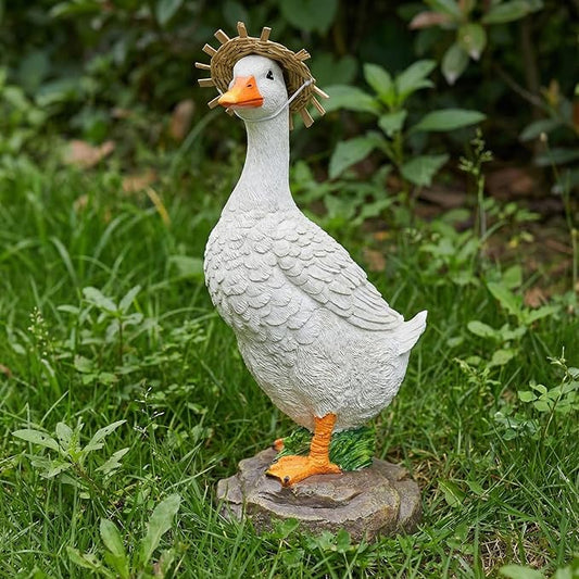 Funny Duck Outdoor Statue, Resin Garden Lawn Yard Decor, Figurine Sculpture Ornament for Porch Patio Flower Bed Home Bookshelf, 11.6" H × 5.5" L × 5.5" W