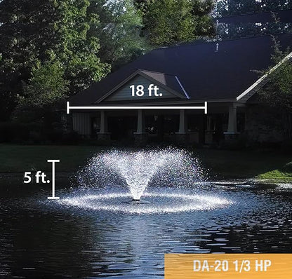 Scott Aerator DA-20 Display Pond Aerator – 1/3 Horse Power 230V 100ft Cord | Aerating Pond Fountain | Pond Aerator Pump for Small Ponds | Pond Aeration System | Made in USA