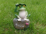 LANKER Frog Garden Statues – 3 Pack 5 Inch Frogs Sitting on Stone Sculptures Outdoor Decor Fairy Garden Ornaments
