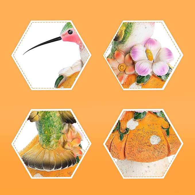 Smadeer Hummingbird Stand on Mushroom for Garden Decorations,Hummingbird Statue for Outdoor Backyard Yard Porch Patio Lawn Outside Indoor Home Shelf Decor Accents,Bird Sculpture Figurine