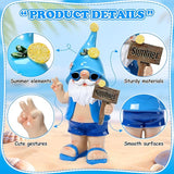 Outdoor Summer Gnomes Statue Beach Gnome Garden Decor for Outside, Beach, Yard, Lawn Ocean Sea Theme Home Decorations for Table, Shelf, Blue Gnome Figurine Funny Elf Gifts for Women