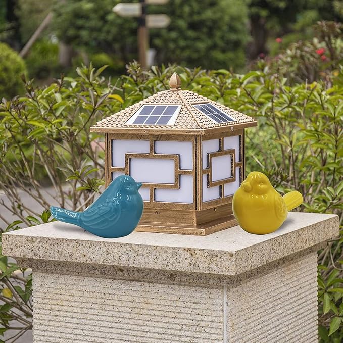 yhcdsea Decorative Chubby Bird Figure, Glazed Ceramic Cottage Animal Statue - Indoor/Outdoor Garden Decor Accent - Creative Gift (Blue Yellow)