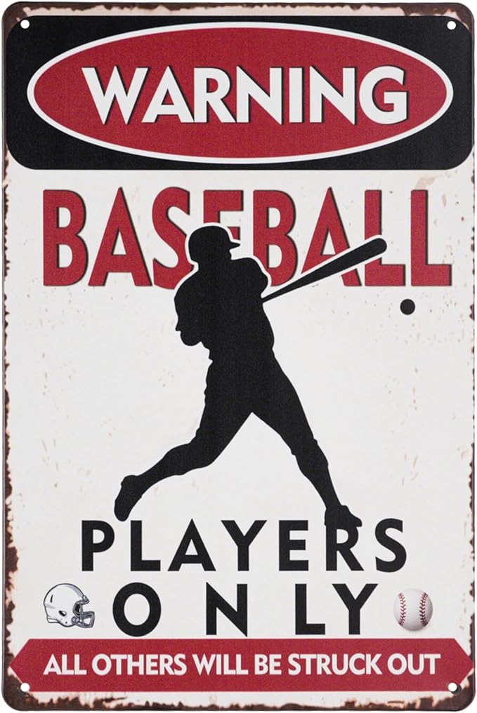 Baseball Wall Decor Sign Decorative Signs Chic Metal Signs for Boys Room Wall Decor Gift for Baseball Lovers (Color09)