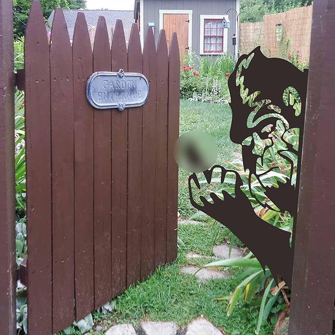 Peaking a Bo Off Bigfoot Animal Metal Sign Art Ornament,Peeping Animal Wall Art Ornament Bigfoot Peeping Around Signs Sasquatch Yard Decor