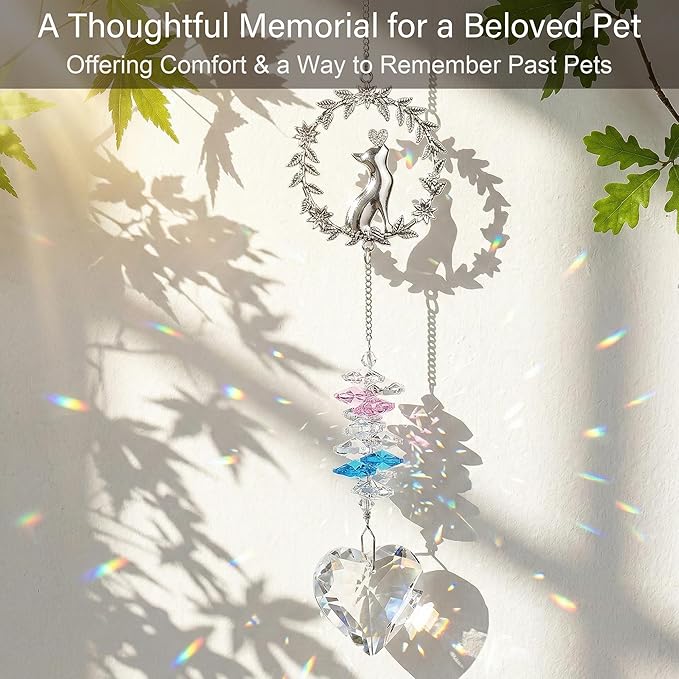 Cat Memorial Suncatcher - Sympathy Gift for Loss of a Cat, Pet Bereavement Gift, Remembrance Sun Catcher for Passing of a Beloved Pet