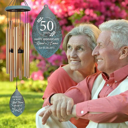 ASTARIN Personalized 20th 50th Anniversary Wind Chime, Happy Anniversary Wedding Valentine's Day Gift for Wife Husband Men Women Sister, Keepsake Decorations for Parents Couples(Produced in USA)