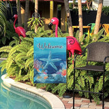 Welcome Coastal Garden Flag with Starfish Ocean Theme Summer Beach Yard Flags Nautical Sea Life Outdoor House Banner for Yard Lawn Patio Porch Pool Rusitc Seasonal Home Decor 12x18 Inch
