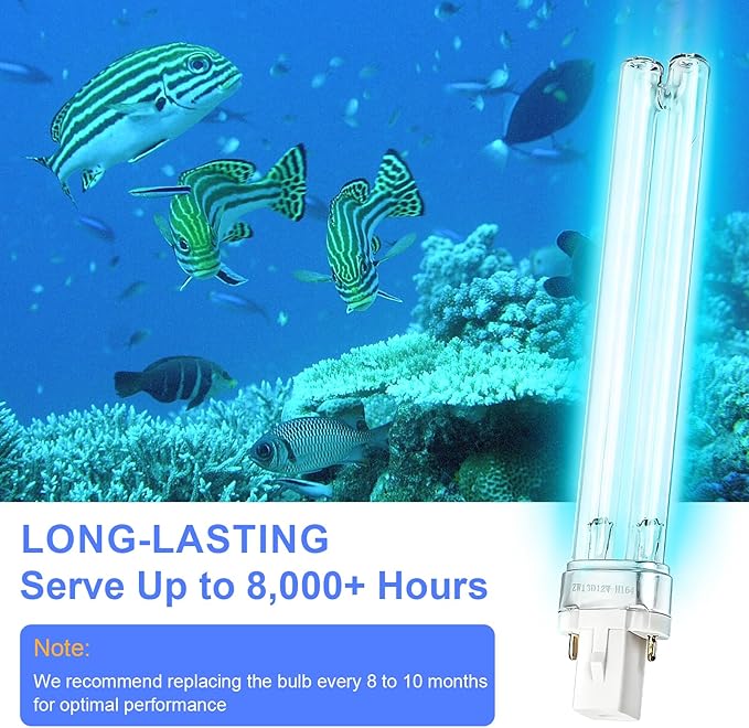 13W UVC Replacement Bulb for Pressurized Biological Pond Filter 1580 1840 2380 2630 GPH & 4-in-1 Pond Filter System Kits 950/1370 GPH, G23 Base UVC Light Bulb for Outdoor Ponds