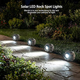 Candieslife Solar Garden Rock Lights Outdoor - IP65 LED Waterproof Solar Spotlight, Solar Powered Landscape Lights Decorative Garden Stone Light for Pathway, Walkway, Yard, Patio (4 Pack)