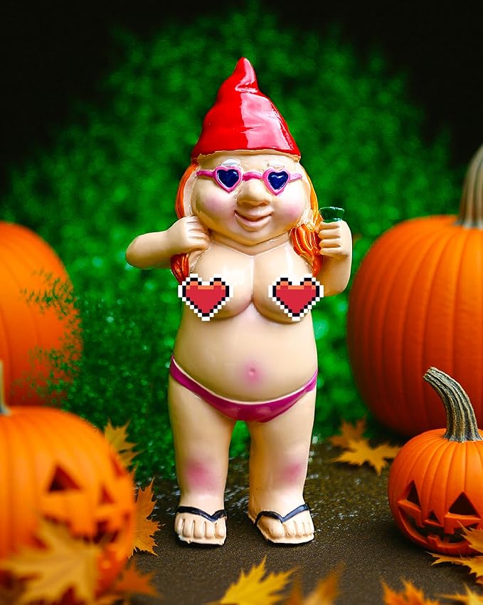 Leverse 2 PCS Garden Gnomes, 4.7 Inch Outdoor Statues, Funny Garden Gnomes Decorations for Yard, Lawn, Patio, Unique Home Decor Gifts for Woman, Man, Easter, Halloween, Christmas, Housewarming