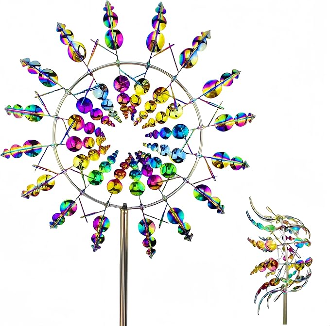 Outdoor Metal Wind Spinner for Yard and Garden,Shirem Magical Metal Windmill for Backyards,Wind Kinetic Sculpture,Wind Spinners Outdoor Clearance,Shirem Wind Spinner,12 inches *36 inches, Colorful