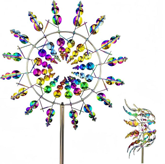 Outdoor Metal Wind Spinner for Yard and Garden,Shirem Magical Metal Windmill for Backyards,Wind Kinetic Sculpture,Wind Spinners Outdoor Clearance,Shirem Wind Spinner,12 inches *36 inches, Colorful