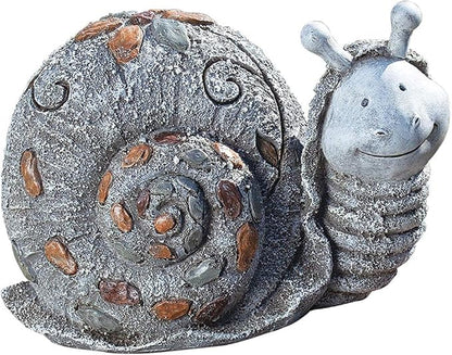 Roman Garden - Pebble Snail Statue, 5.75H, Pudgy Pals Collection, Resin and Stone, Decorative, Garden Gift, Home Outdoor Decor, Durable, Long Lasting