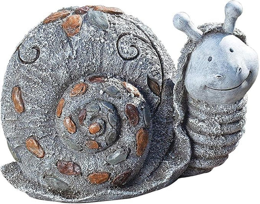 Roman Garden - Pebble Snail Statue, 5.75H, Pudgy Pals Collection, Resin and Stone, Decorative, Garden Gift, Home Outdoor Decor, Durable, Long Lasting