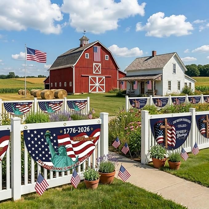 2PCS 250th Anniversary Flag 1.5x3 Ft Anniversary Flag, 1776-2026, 250 Years Birthday flags for Patriotic Yard, House Banner, Room, Porch, Wall, Fence, Outdoor Decorations(Style 4)