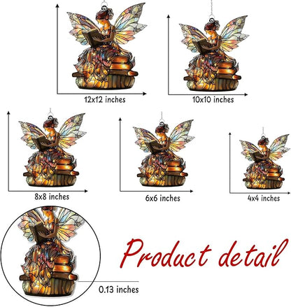 Book Fairy Acrylic Suncatcher, Book Suncatchers for Window Hangings, Bookish Gifts for Readers Book Lovers Bookworm, Gift for Mother's Day, Women, Mom, Wife, Grandma