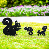 Squirrel Metal Garden Stakes Decorative Squirrel Gifts for Women/Men,Black Silhouette Statues for Yard Art,Outdoor Decor,Outside,Patio,Lawn Ornaments,Garden Decorations