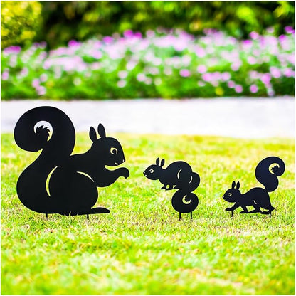Squirrel Metal Garden Stakes Decorative Squirrel Gifts for Women/Men,Black Silhouette Statues for Yard Art,Outdoor Decor,Outside,Patio,Lawn Ornaments,Garden Decorations