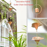 Metal Calla Lilies and Bells Rain Chain for Outside, Functional and Decorative Replacement Downspout Chain for Heavy Rain, Rain Catcher Chain for Gutters, 8.5FT, Patina Golden