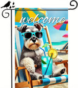 HOMETITUTE Summer Garden Flag Schnauzer Dog Flag 12x18 Vertical Double Sided Beach Welcome Seasonal Cute Puppy Yard Flag Outdoor Decoration for Porch Lawn Patio