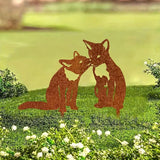 Garden Outdoor Fox Decoration Metal Yard Art Animal Corten Steel Garden Decor Decoration Stake Gift Handmade Wall Art for Yard Lawn Trees Fences Gates Windows Walls-15.7INX15.7IN