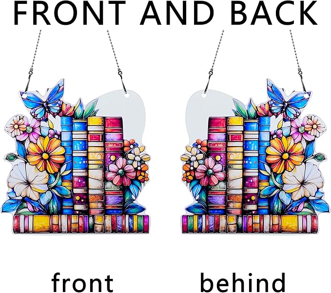 Book Flower Butterfly Ornaments Colorful Window Hanging Decorations Home Wall Decor for Indoor Outdoor