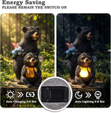 PETAFLOP Solar Garden Statues Bear Decor, Bear Statue with Glowing Honey Jar and Gnomes for Patio Balcony Lawn Yard Decorations, Outdoor Birthday Housewarming Gifts for Women, Mom