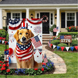 BlissYard 4th of July Garden Flag Golden Retriever Dog Patriotic Garden Flag 12x18 Double Sided American Flag Welcome Yard Flag Outdoor Memorial Day Independence Day Decorations